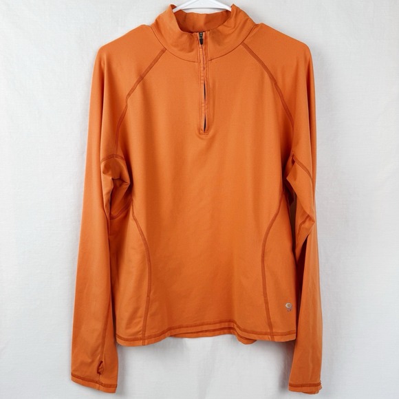 Mountain Hardwear Women's XL Orange 1/4 Zip Pullover Long Sleeve Thumbholes USA - Picture 1 of 8